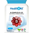 Health4All Vitamin B Complex B-50, 90 Capsules - 3 Months Supply, Hight Potency, Vegan