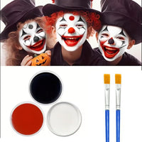 SHEBEEDO Black + White + Red Face Body Paint Set, Professional Face Palette Set with 2 Brushes, Oil Body Paint for Adults Art Theatre Halloween Party Cosplay Clown Body Paint Makeup