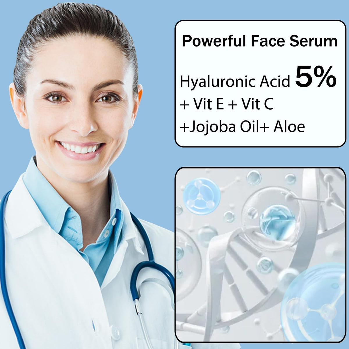 SEFUSON Hyaluronic Acid 5% + Vit E, Best Pure Hyaluronic Acid Moisturiser for Face, Anti Ageing & Anti Wrinkle Moisturiser Hyaluronic Acid Serum, Fine Lines & Sensitive Skin, Improve Age Spots（60ml）
