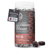 Known 4,200mg High Strength Multi Mushroom Gummies – Blackcurrant Flavour – Lions Mane, Reishi, Cordyceps, Chaga, Maitake, Tremella – Brain, Focus, Immune – 1 Month Supply – Vegan Supplement