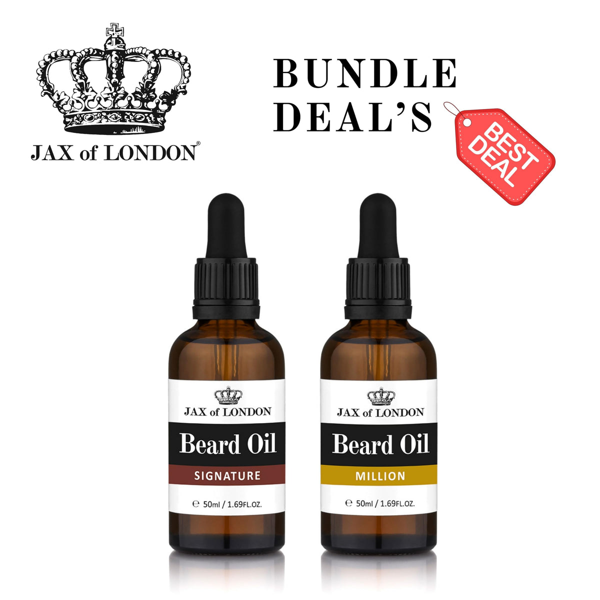 JAX OF LONDON Jax of London Beard Oil Gift Set for Men – Signature & Sweet Inspired Fragrance – Softens, Conditions & Hydrates Beard – Non-Greasy Grooming Oils – Made in UK – 2 x 50ml Signature and Million