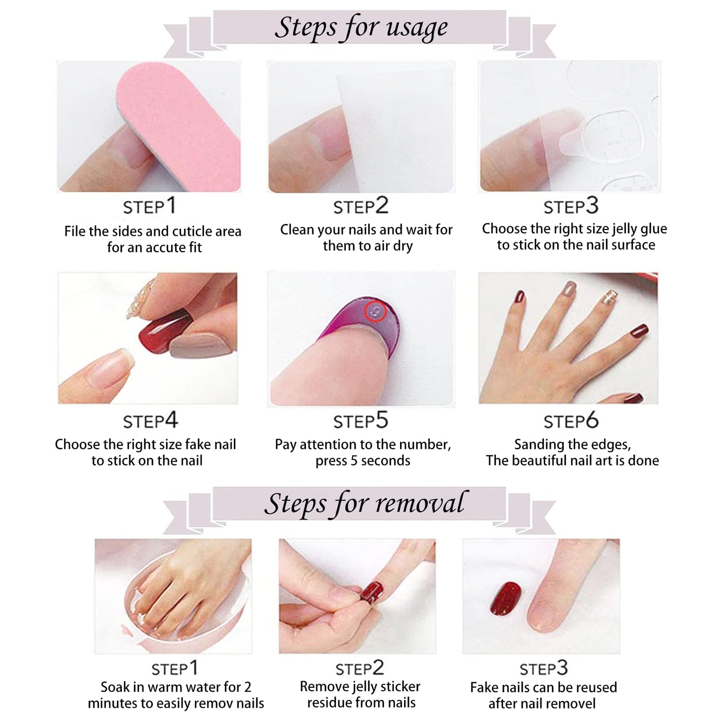 Maggidea French Tip False Nails, French Stick on Nails, 24pcs Strong Almond Style Press On Nails with Glue Elegant White Tips Design Fake Nails for Women Girls (Almond- Pink)