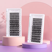 ocean pearl Cluster Lashes 72 Clusters Individual Lashes DIY Lash Extensions 10-16mm Length Reusable Soft Natural False Eyelashes Super Thin Band Wide Stem Eyelash Extensions for Makeup at Home