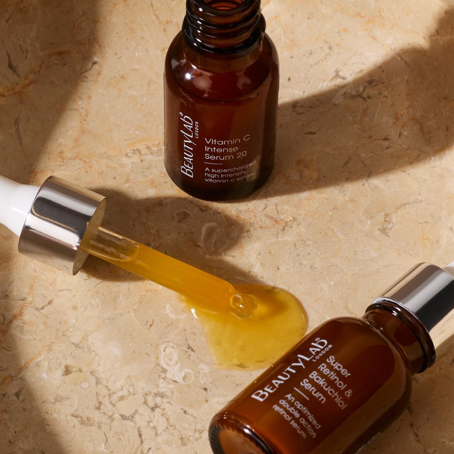 BEAUTYLAB Power Serum Duo Gift Set, Vitamin C Intense & Super Retinol Bakuchiol Serum, Luxurious Skincare Set for Women, Minimises Wrinkles & Enhances Radiance, Gifts for Women