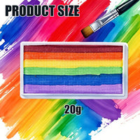 Lubarion Rainbow Face Paint for Kids and Adults, 50g Professional Body Paint Palette, Skin-Friendly Makeup for Face Painting, Festivals, Parties, Halloween, Cosplay, Easy to Apply & Remove