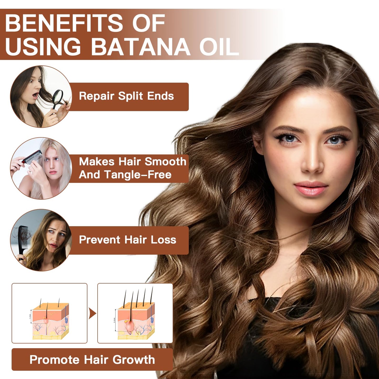 Angozo Batana Oil for Hair Growth,120ml Organic Batana Oil,Repairs Damaged Hair,Eliminates Split Ends and Enhances Hair Thickness for Healthier,Thicker