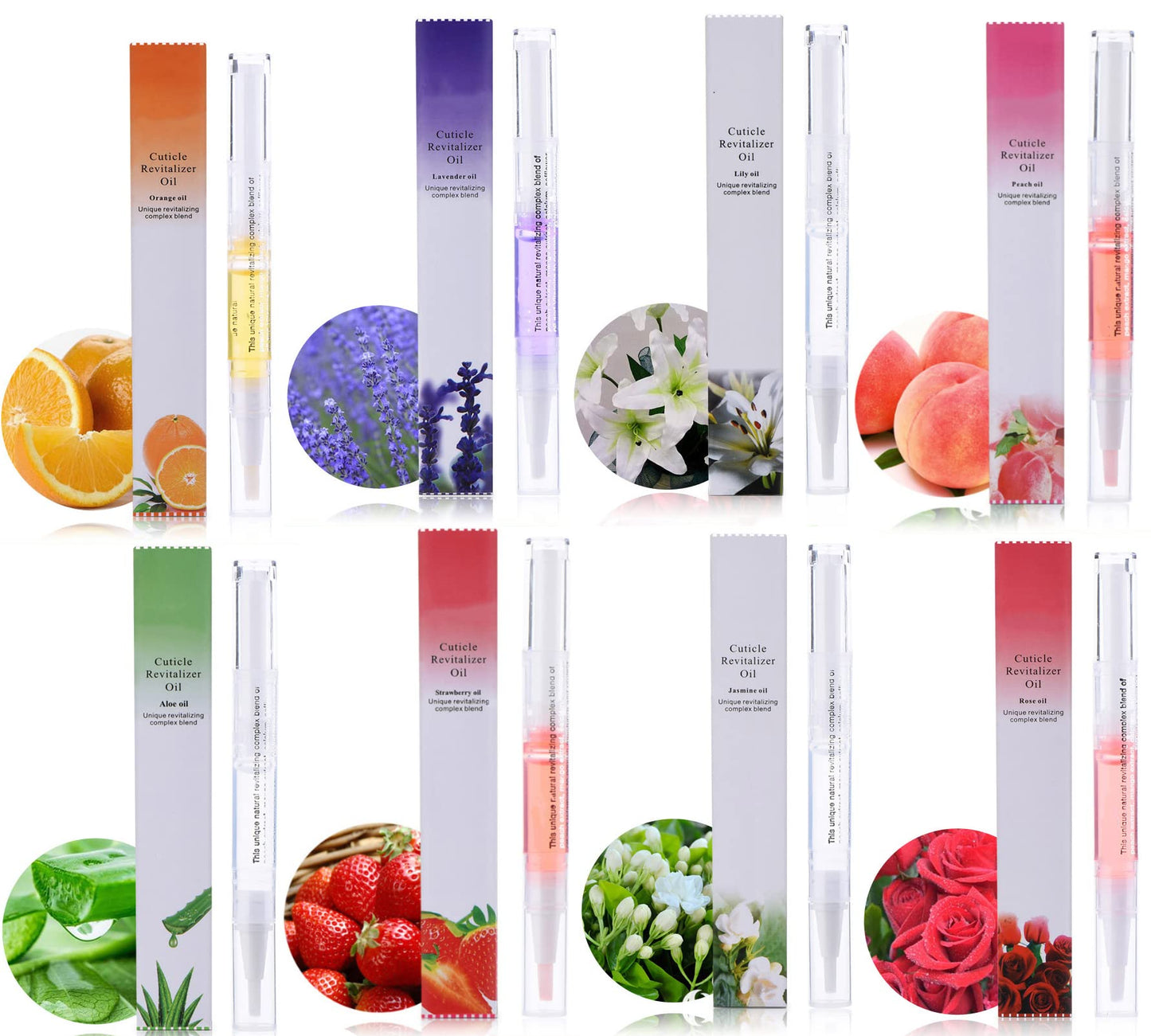 NLFOX Cuticle Oil Pen for Nail Care,8PCS Nail Oil Pen with Natural Ingredients Revitalize Pen Gel Manicure Pedicure nail art Treatment (Mix)
