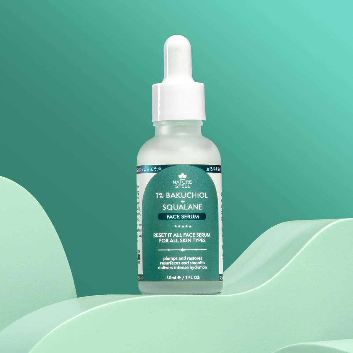 Nature Spell 1% Bakuchiol Face Serum, Retinol Alternative to Smooth Fine Lines & Improve Skin Texture, Hydrating Serum for Face, Suitable for All Skin Types Including Sensitive, Vegan Skincare, 30ml