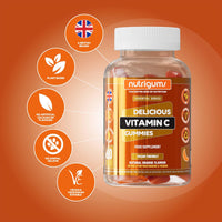 Nutrigums Vitamin C 80mg Gummy | Orange Flavour | 60 Vegan Gummies | Immune, Energy & Collagen Formation Support by NUTRIGUMS®