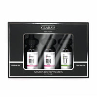 Clara's New York Nature's Best Kept Secrets Facial Serum Gift Set, Three Full Size Tea Tree and Rosehip Oil Face Serums, Moisturises and Repairs Skin Barrier 3 x 30ml