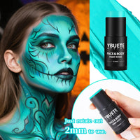 YBUETE Teal Face Body Painting Stick, Professional Teal Full-coverage Cream Face Paint for Halloween SFX Avatar Corpse Bride Cosplay Makeup, Washable Eye Body Stick for Adult Costume Party