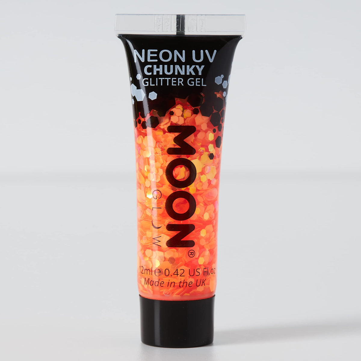 Moon Glow Neon UV Face & Body Chunky Glitter Gel - 12ml - Orange