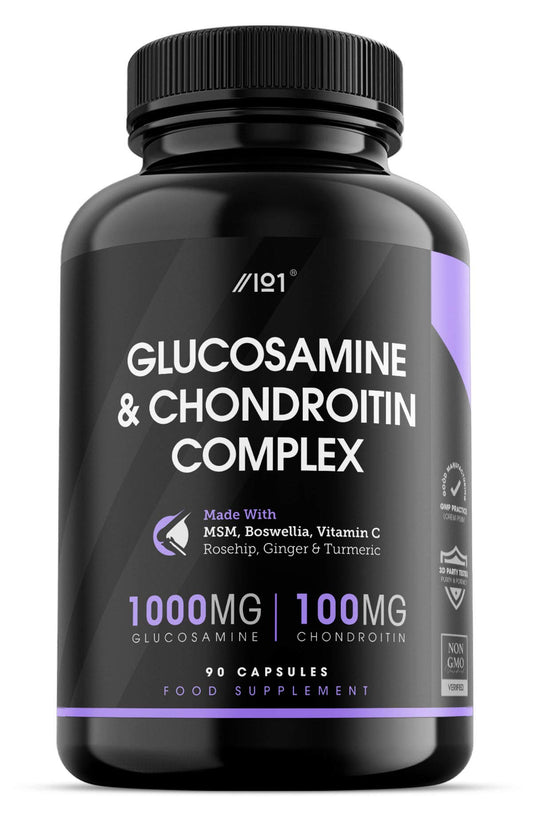 ALPHA01 Glucosamine & Chondroitin Complex - with MSM, Boswellia, Rosehip, Ginger & Turmeric - Made from Pasture Raised, Grass-Fed Bovine - Non-GMO, 90 Capsules