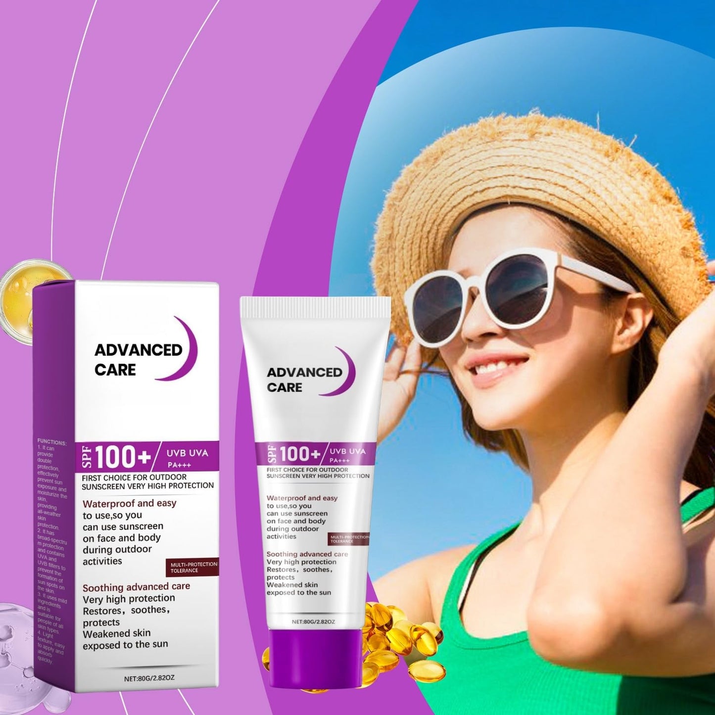 Siyinzu Sun Cream SPF 100,Sunscreen SPF 100+ PA+++,UVB/UVB High Protection SP/F 100 Face Moisturiser,Broad Spectrum Uv Protection For Face/Body,Waterproof Fac/e Sunscreen,Non-Greasy Suncream Factor 100