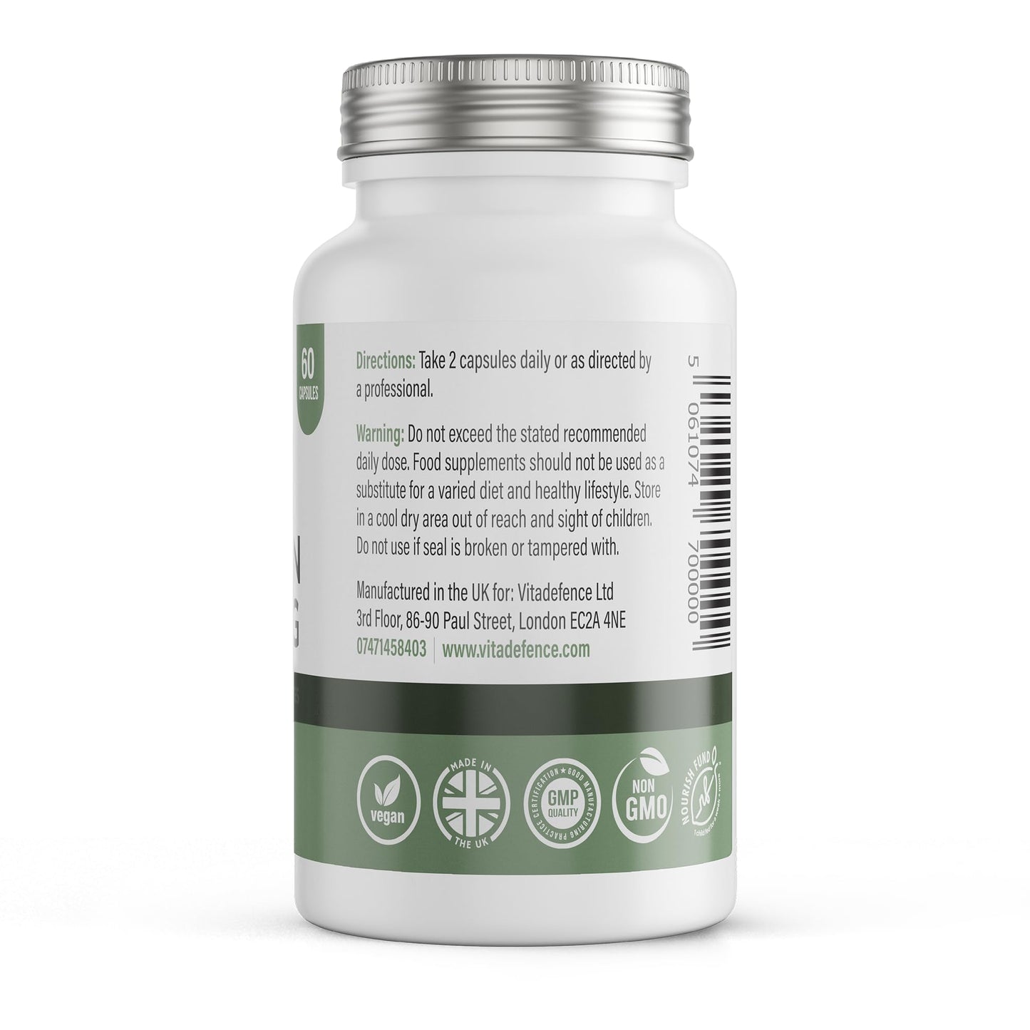 Vitadefence Siberian Ginseng Capsules, 400mg per Serving, 60 Capsules, Pure with No Additives