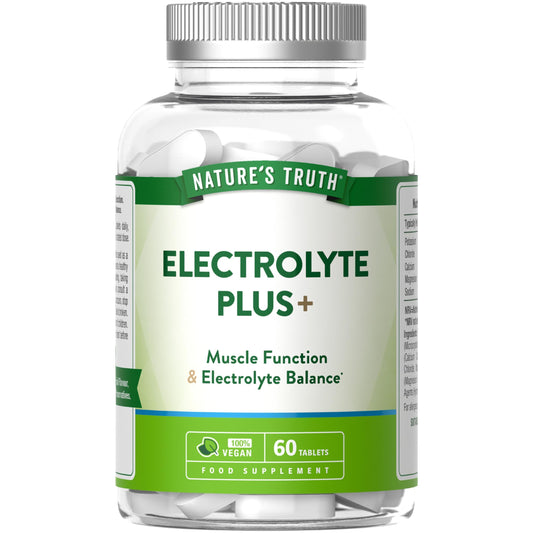 Nature's Truth Electrolyte Tablets - Complex with Potassium, Chloride, Calcium, Magnesium and Sodium - Powder Alternative - 60 Tablets - Vegan