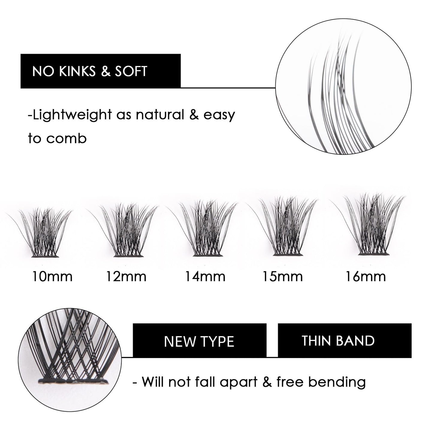Magnetic SL Individual Lashes 144 Cluster Lashes 3D False Eyelashes Natural Look D Curl Reusable Fluffy Individual Cluster Lashes Soft Eyelashes DIY Cluster Eyelash Extensions Mix 10-16MM-DM17
