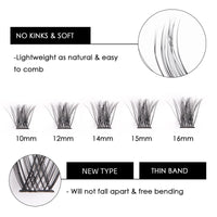 Magnetic SL Individual Lashes 144 Cluster Lashes 3D False Eyelashes Natural Look D Curl Reusable Fluffy Individual Cluster Lashes Soft Eyelashes DIY Cluster Eyelash Extensions Mix 10-16MM-DM17