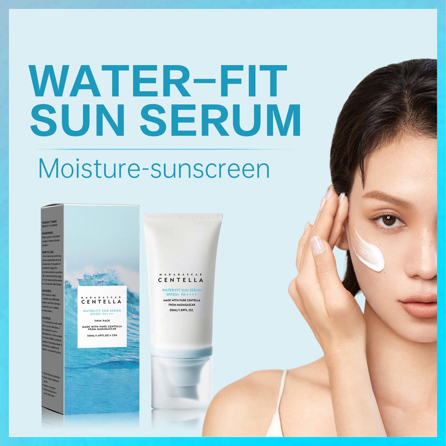 MINSHZEE PF 50 PA++++ Centella Asiatica Extract Sunscreen, Centella Asiatica Facial Moisturiser, Broad Spectrum UV Protection, Pure Plants, 50ml