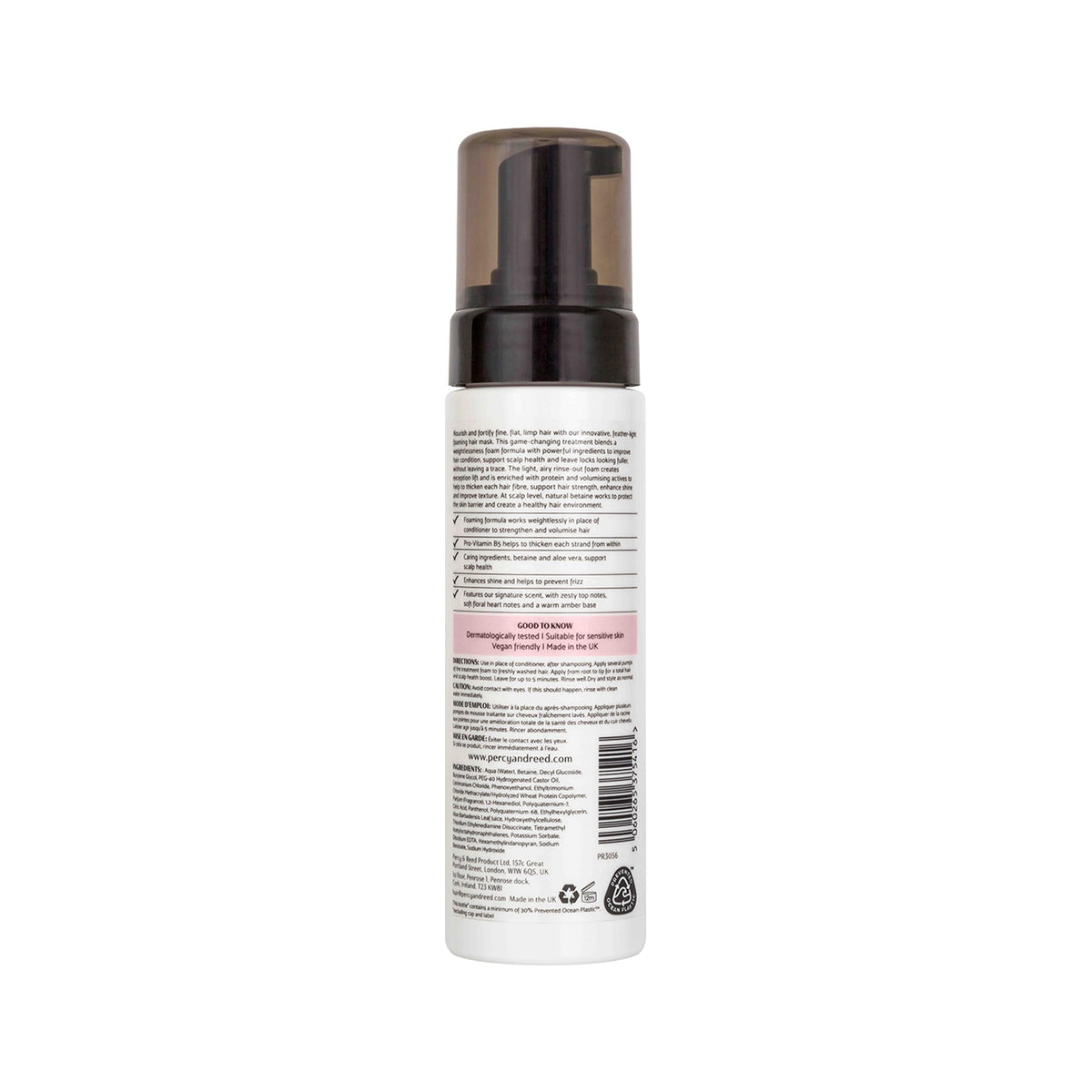 Percy & Reed Volumising Hair Treatment Foam 200ml, Lightweight Hair Mask for Fine Flat Strands, Volume Support, Conditioner Alternative, Thickens, Strengthens, Adds Shine, Scalp Care