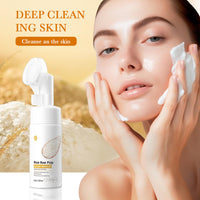 MrCuvaryas Rice Face Cleanser, Natural Face Wash,Rice Face Wash, Foaming Cleanser with Silicone Brush, Gentle Facial Cleanser, Facial Wash Women, Facial Cleansing Washes for Hydrating,Deep Pore Cleansing