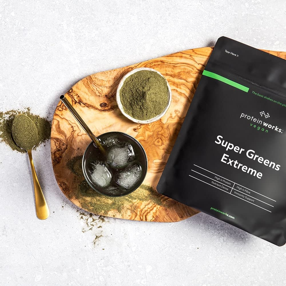 Protein Works Super Greens Extreme Powder , 156 Health Benefits , 41 Active Ingredients , Vegan & Gluten Free , No Added Sugar , Apple & Lemon Twist , 250g , 20 Servings