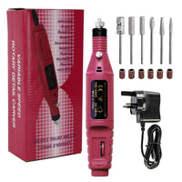 DSLIHA Electric Nail File for Thick Toe Nails Electric Nail Drill Portable Nail Files Professional Adjustable Speed with 6 Drill Bits Sanding Bands, Electric Manicure Pedicure Kit Nail Drill for Gel Nails