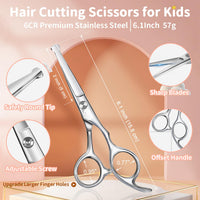 CIICII Kids Hair Cutting Scissors Shears Kit, Safe Round Tip Baby Scissors