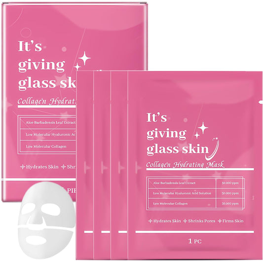 Wormeer 4PCS Collagen Face Mask - Face Masks Skincare for Deep Hydration & Firming - Glass Skin - Collagen Overnight Peel-Off Mask to Improve Fine Lines