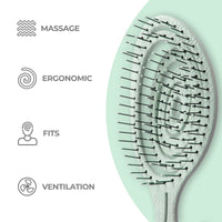 Ninabella Organic Detangle Hair Brush for Women, Men & Children - Does not Pull the Hair - Hair Straightening Brushes for Curly, Straight & Wet Hair - Unique Spiral Hairbrush - green