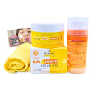 ShopZee Trading Ltd Eternite Skincare Set with Cotton Face Cloth – Day & Night Cream Duo 80ml with Retinol & SPF 15, Face Mask 105ml with Vitamin C, Niacinamide or Hyaluronic Acid, for Hydrated & Radiant Skin (Glow)
