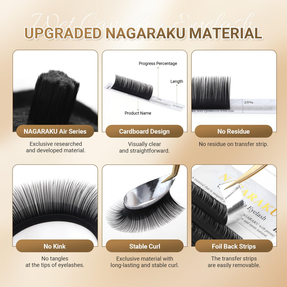 NAGARAKU Wet Camellia Lash, Roots with Light Glue Mega Volume Lash 12mm-13mm-14mm Mix Length Eyelash Extension 0.07mm LC Curl Maga/Wispy/Fox/Anime/Hybrid Volume Style