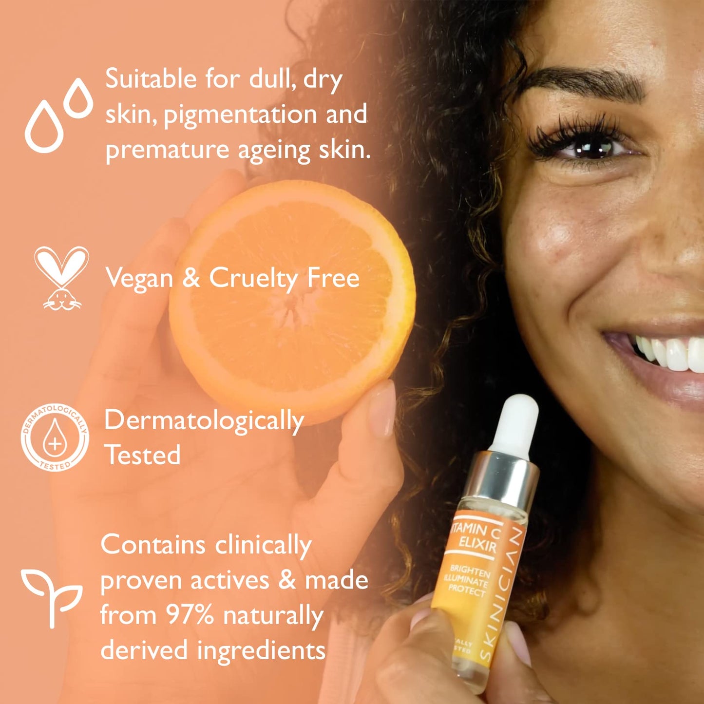 SKINICIAN Vitamin C Elixir 15ml - Anti Wrinkle & Brightening Face Serum with Avocado Oil - Collagen-Boosting Vitamin C Serum for Radiant, Plump Skin - Reduces Age Spots & Fine Lines