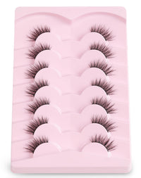 Onlyall Half Eyelashes Corner Lashes Natural Lashes Half Lashes Wispy End Lashes Corner Eyelashes 3/4 Lashes Clear Band Lashes 7 Pairs C19
