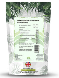 L-Lysine Powder - 500g - Premium Grade Ingredients | Essential Amino Acid for Fitness | Premium Amino Acid Lysine - GMP Certified Product - Made for Hellenia
