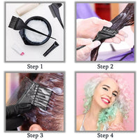 Generic Hair Dye Set (3 Pcs) Hair Dye Set Colouring Tint Tool Brush Kit Double-Sided Comb Brush with Mixing Bowl Hairdressing & Highlighting Home Accessories for Men Women & Girls