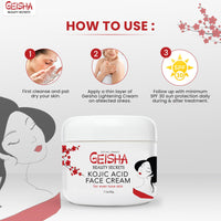 Geisha, Kojic Acid Cream | 1.7 fl oz / 50 ml | Skin Brightening Cream, Freckle Removal for Face, Knees, Body, Armpits, Neck, Underarm, Intimate Parts