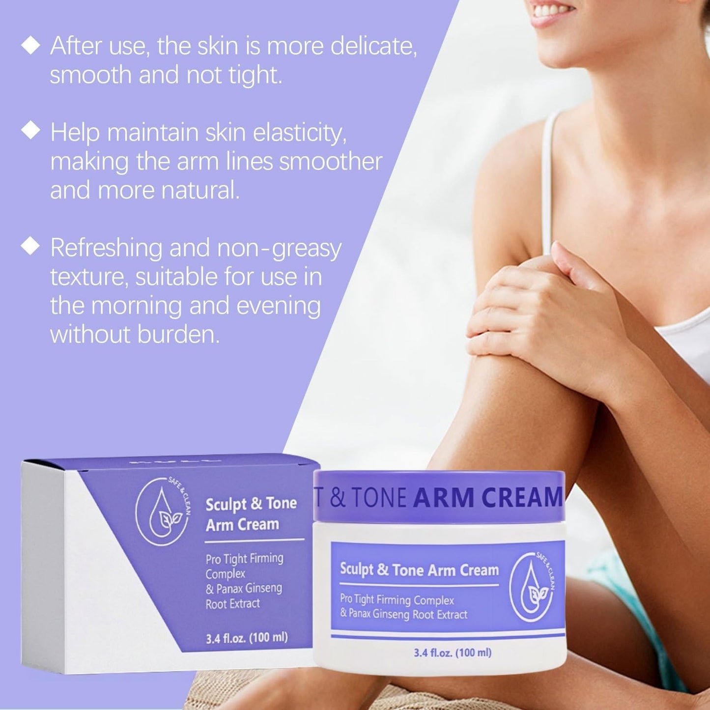 SEMECOMER Sculpt & Tone Arm Cream, Skin Tightening Cream Body, Firming Creams for Loose Skins, Skin Firming Body-Cream, Arm Lift Creams - Deeply Moisturize & Shape for a Sleeker Skins, Smooths Wrinkles - 100ML