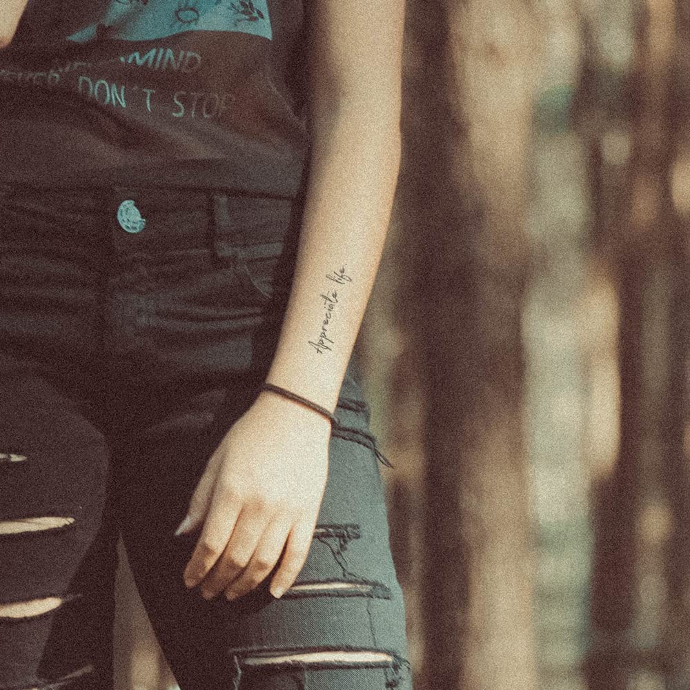 Everjoy Realistic Inspirational Quotes Words Temporary Tattoos - 20 Individual Line Pcs Waterproof Tattoos for Women and Men