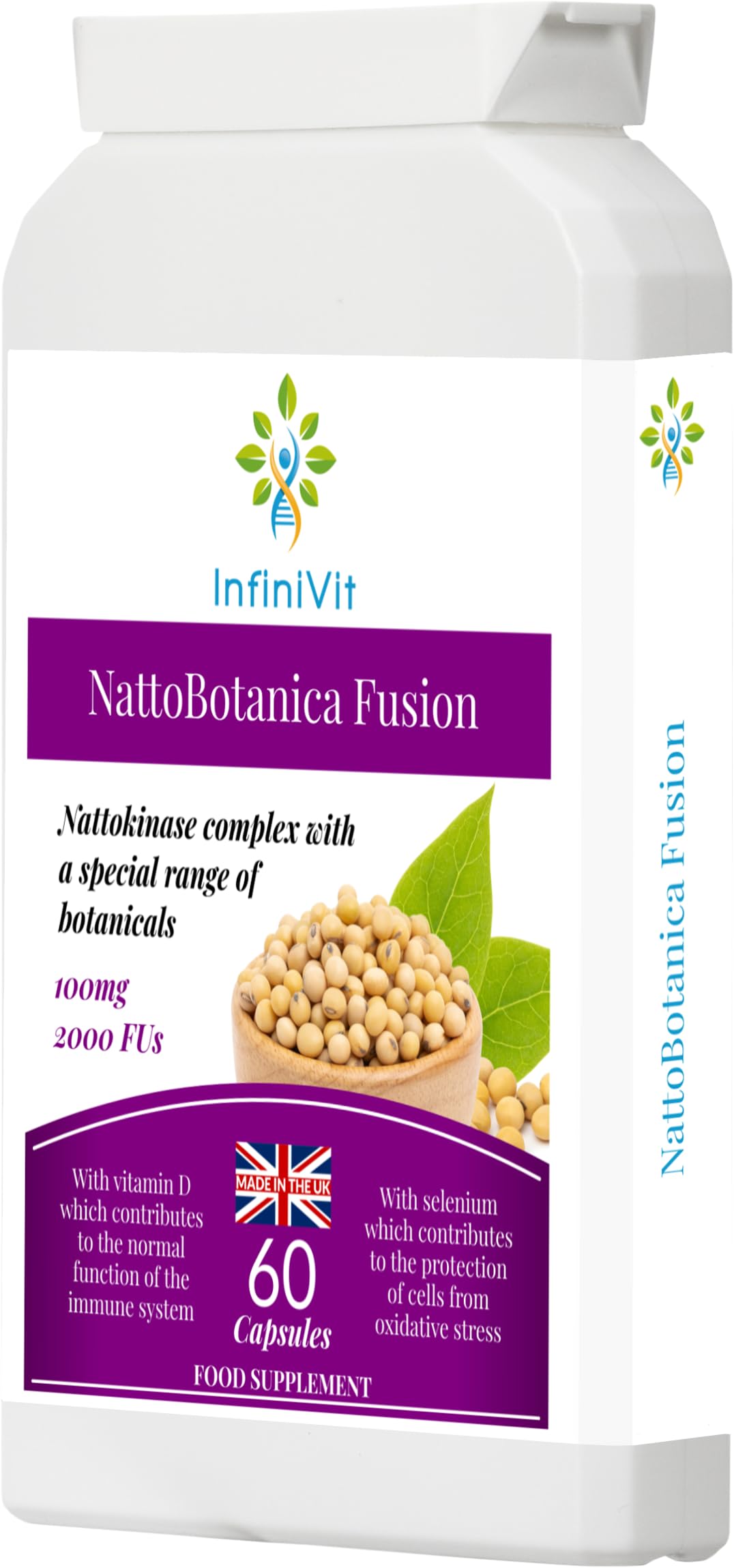 InfiniVit Infinivit NattoBotanica Fusion: Comprehensive Heart & Immune Support Capsules with Nattokinase & Botanicals, 60 Capsules