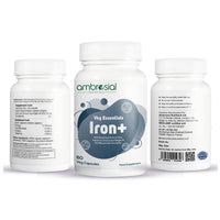 AMBROSIAL Ambrosial Iron Capsules 25mg - High Strength Iron Supplements for Women & Men - Blood Support for Tiredness & Fatigue - Non-Constipating, Enhanced Absorption - Vegan, Gluten Free - 60 Iron Capsules