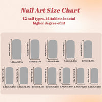 Generic 24PCS Fake Nails with 3D Bow Nails Tip - French Tip Square Press on Chrome for Women Girls Elegant Nail Art