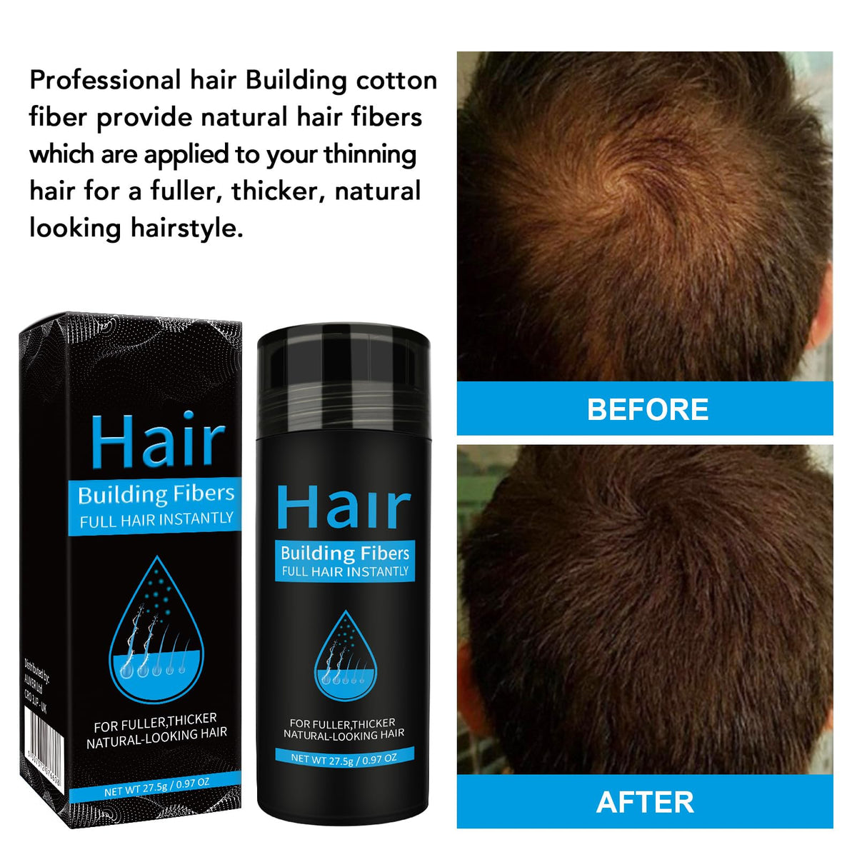Pegciz Hair Fibres, Hair Fibres Dark Brown for Thinning Hair, Instantly Conceals Hair Loss in 15 Sec, Hair Loss Concealer for Women and Men (Dark Brown)