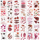 HUPOO 30 Sheets 3D Halloween Temporary Makeup Tattoos Fake Scars Bloody Scar Waterproof Blood Sticker Realistic Wound Horror Body Face Decals Prank Props for Cosplay Party Supplies Props, 5.7*9.7CM