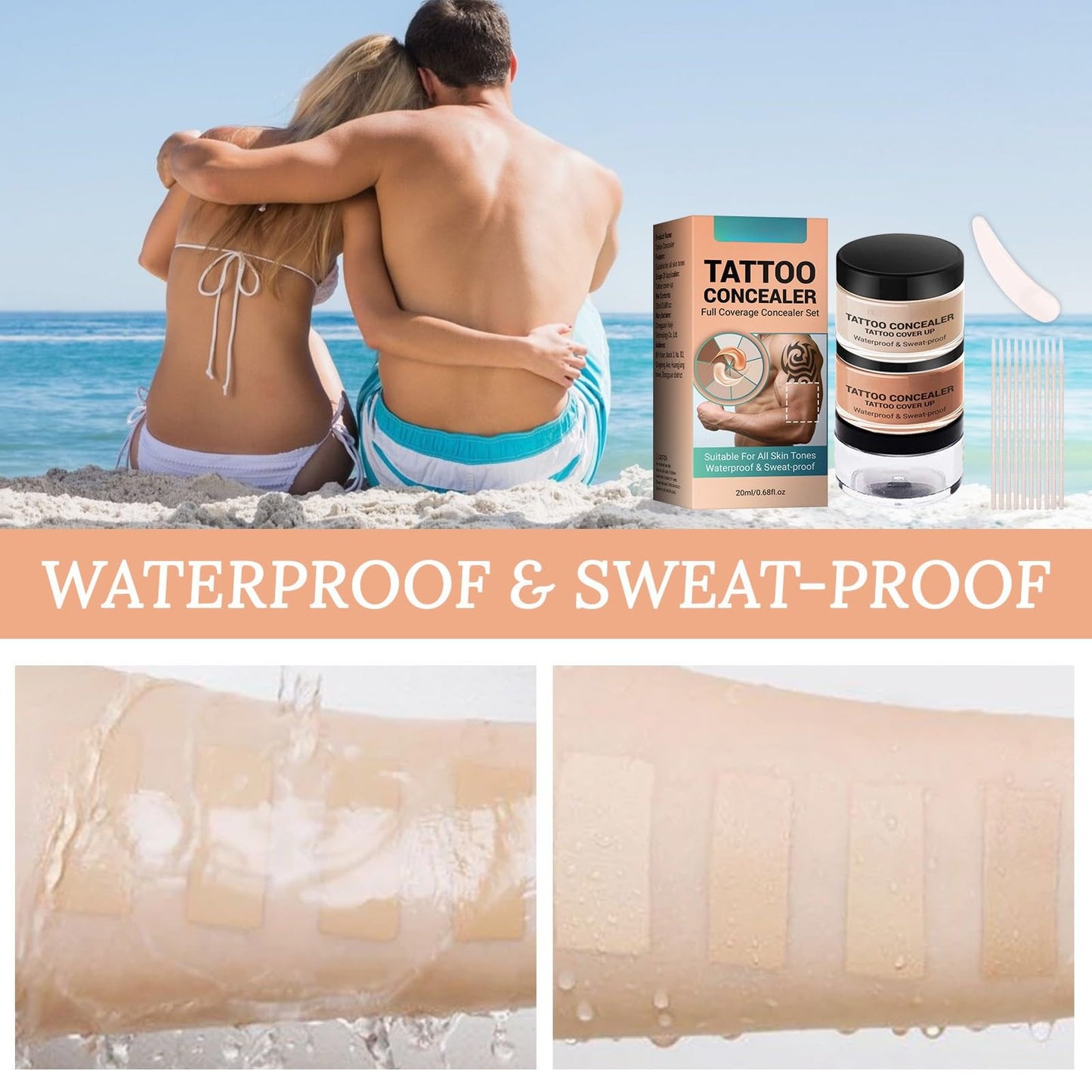 NLFOX Tattoo Cover Up Makeup - Concealer Full Coverage - Waterproof Full Coverage Concealer For Body - Natural Body MakeupFor Tattoos Scars Veins - Long Lasting body concealer Set For For Men And Women