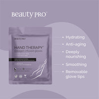 BEAUTYPRO HAND THERAPY Hand Mask With Collagen & Argan Oil | Moisturising Gloves Treatment for Cracked Fingers | Hand Masks for Dry Hands | Safe with Natural, Gel & Extensions Nails |