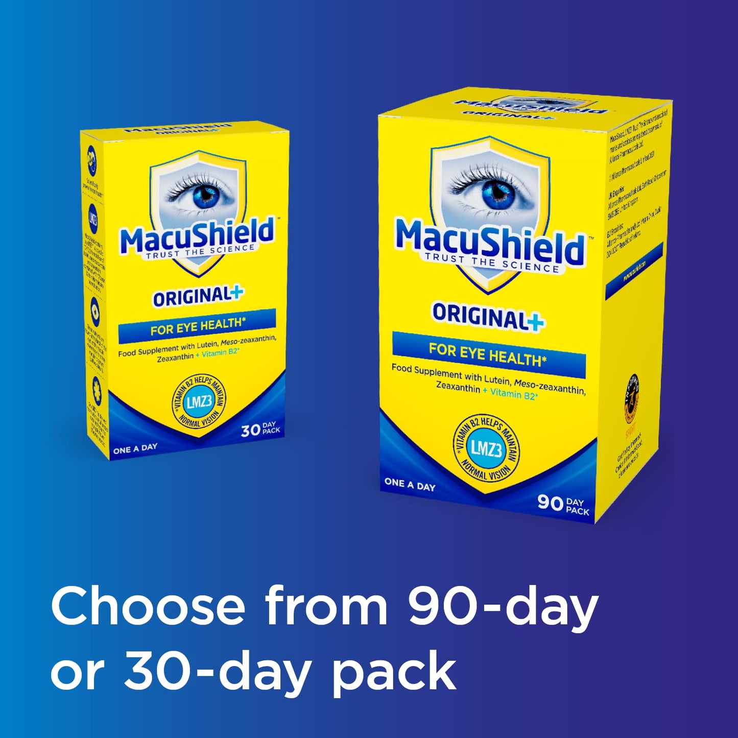 Macushield MacuShield Original+ Capsules - 30 Day Pack, Eye Health Food Supplement containing Lutein, Zeaxanthin and Meso-zeaxanthin, as Well as Vitamin B2 which Supports Normal Vision