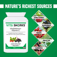 Vita Sharks VitaDefence+ Vitamin C - Bespoke Potent & Comprehensive All-in-One Vegan Anti-Oxidant Formula to Defend, Support & Boost Overall Immunity - Kosher