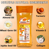 Turmeric Body Oil Gel, Body Oil for Women, Turmeric Massage Oil for Face & Body, Hydrating Nature Essential Oil, Anti Winkle Body Moisturiser, Turmeric Facial Oil Gel for Dark Spots, 200ml