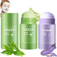 Trendyfave 2-in-1 Green Tea Mask Stick, Green Tea Deep Cleanse Mask, Blackhead Remover - Deep Cleansing Pore Refining for Oily & Acne-Prone Skin, Natural Antioxidant Skincare with Vitamin E & Plant Extracts 3Pcs